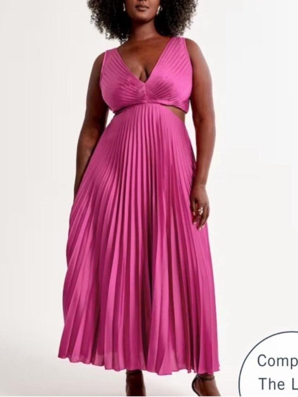 pink satin pleated cutout maxi dress